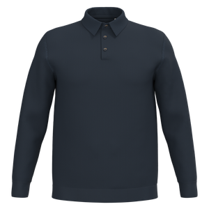 Eco-Friendly Men's Knitted Long Sleeve Polo Shirt, miniatyr 1